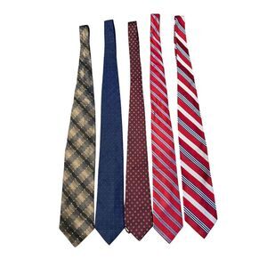 Men's Designer Silk Ties Lot of 5 Multicolor Geometric